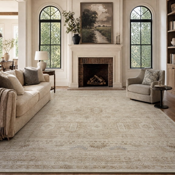 SIXHOME 5'x7' Area Rugs for Living Room Vintage Area Rug Machine Washable Neutral Rugs Beige