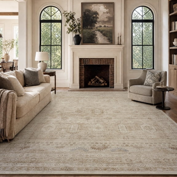 SIXHOME 5'x7' Area Rugs for Living Room Vintage Area Rug Machine Washable Neutral Rugs Beige