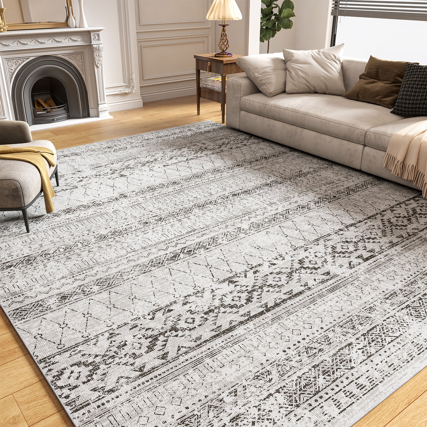 SIXHOME 3'x5' Area Rugs Washable Rugs for Living Room Boho Area Rug Modern  Geometric Neutral Carpets and Area Rugs for Home Decor Foldable Non Slip