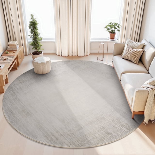 SIXHOME 6'x6' Round Rugs for Living Room Abstract Gradient Area Rugs Machine Washable Rugs Ultra Soft Neutral Carpet Rugs for Bedroom Dining Room Office Playroom Modern Home Decor Non Slip Rug Beige