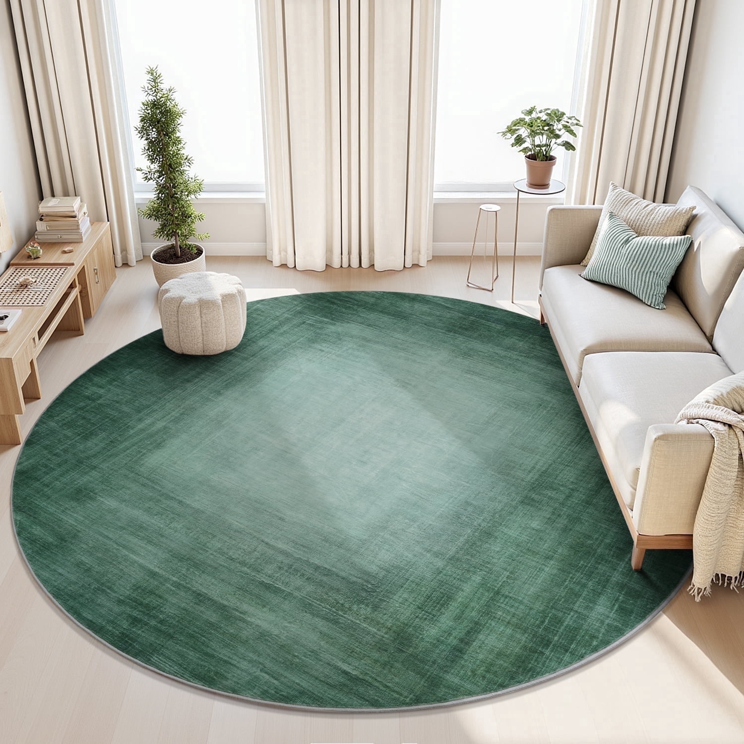 SIXHOME 6'x6' Round Rugs for Living Room Abstract Gradient Rugs Machine ...