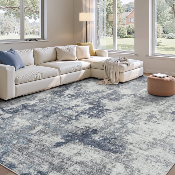 SIXHOME 6'x9' Area Rugs for Living Room Modern Abstract Area Rugs Machine Washable Rugs Soft Neutral Carpet Rugs for Bedroom Dining Room Office Aesthetic Home Decor Non Slip Rug Blue