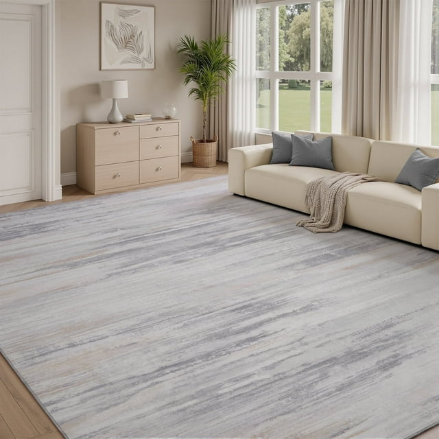 SIXHOME 6'x9' Area Rugs for Living Room Washable Rugs Modern Abstract Colorful Carpet Rugs for Bedroom Dinning Room Office Contemporary Home Decor Velvet Silk Rug Gray