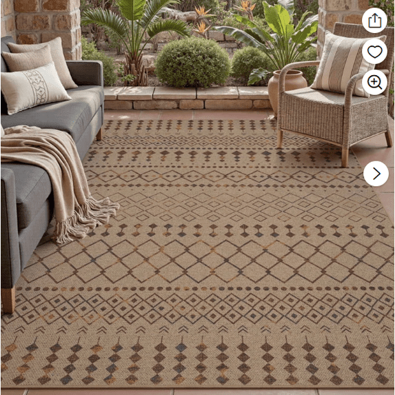 SIXHOME Outdoor Rugs 6'x9' Modern Carpet Washable Area Rug for Living Room Indoor Outdoor Balcony Brown