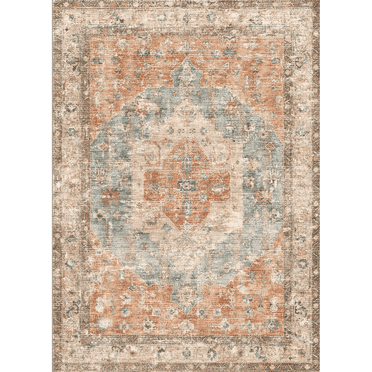 SIXHOME 6'x9' Area Rugs for Living Room Moroccan Boho Rug Vintage Soft Washable Rug Anti-Slip Backing Rugs for Bedroom Dining Room Office Brown