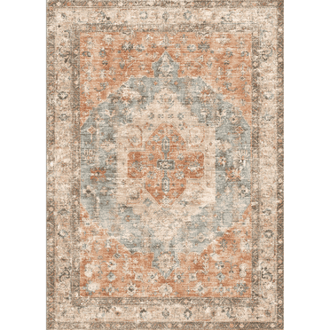 SIXHOME 6'x9' Area Rugs for Living Room Moroccan Boho Rug Vintage Soft Washable Rug Anti-Slip Backing Rugs for Bedroom Dining Room Office Brown