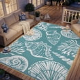 thumbnail image 1 of SIXHOME 8'x10' Waterproof Reversible Outdoor Rug with LED Strip Lights, Coastal Ocean-Inspired Patio Rug, Lightweight Woven Plastic Carpet for RV, Camping, Deck & Balcony, Teal, 1 of 7