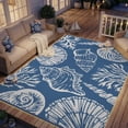 thumbnail image 1 of SIXHOME 8'x10' Waterproof Reversible Outdoor Rug with LED Strip Lights, Coastal Ocean-Inspired Patio Rug, Lightweight Woven Plastic Carpet for RV, Camping, Deck & Balcony, Blue, 1 of 7