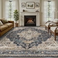 thumbnail image 1 of SIXHOME 8'x10' Area Rugs for Living Room Washable Vintage Medallion Rug Oriental Floral Distressed Carpet Ultra Soft Indoor Rugs for Bedroom Dining Room Retro Home Decor Navy Blue, 1 of 5