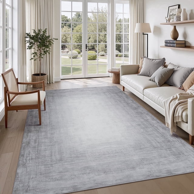 SIXHOME 8'x10' Area Rugs for Living Room Abstract Gradient Area Rugs Machine Washable Rugs Ultra Soft Neutral Carpet Rugs for Bedroom Dining Room Office Playroom Modern Home Decor Non Slip Rug Gray