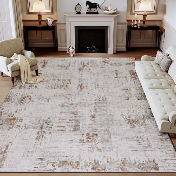 SIXHOME 8'x10' Area Rugs for Living Room Modern Abstract Area Rugs Machine Washable Rugs Soft Neutral Carpet Rugs for Bedroom Dining Room Office Playroom Aesthetic Home Decor Non Slip Rug Brown