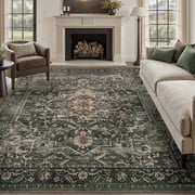 SIXHOME 8'x10' Eastern Classic Area Rug Washable Distressed Carpet Vintage Medallion Rugs for Living Room Bedroom Kitchen Dining Room Retro Neutral Home Decor G