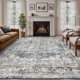 thumbnail image 1 of SIXHOME 8'x10' Washable Area Rug for Living Room Vintage Medallion Distressed Carpet Soft Low Pile Large Rug for Bedroom Dining Room Office Retro Indoor Home Decor Blue and Gray, 1 of 6