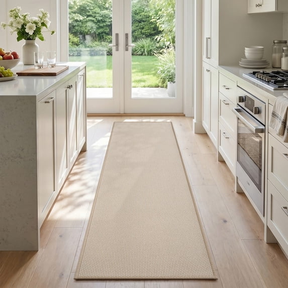 SIXHOME Polka Dot 20"x71" Kitchen Mat Non Slip Washable Kitchen Rug Soft Cushioned Floor Mat for Sink Laundry Entryway Indoor Beige