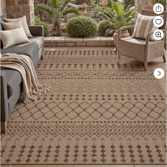 SIXHOME Outdoor Rugs 8'x10' Patio Porch, Farmhouse Bordered Arrow Indoor Outdoor Rug, Balcony RV Garden Carpet Brown