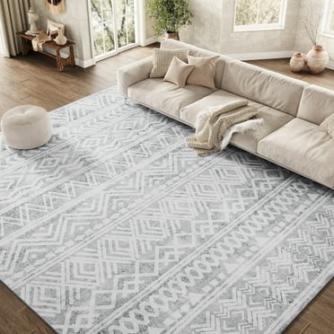 SIXHOME 8'x10' Area Rugs for Living Room Washable Rugs Boho Large Area Rug Modern Geometric Neutral Living Room Rug Carpet Soft Rugs for Bedroom Dining Room Office Home Decor Gray