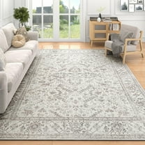 SIXHOME 8'x10' Area Rugs for Living Room Washable Rugs Carpet Vintage Traditional Rugs for Bedroom Dinning Room Office Soft Non Slip Large Area Rug Retro Home Decor Light Gray