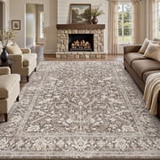 SIXHOME 8x10 Area Rugs for Living Room Washable Rugs Carpet Vintage Traditional Rugs for Bedroom Dinning Room Office Soft Non Slip Large Area Rug Retro Home Decor Brown