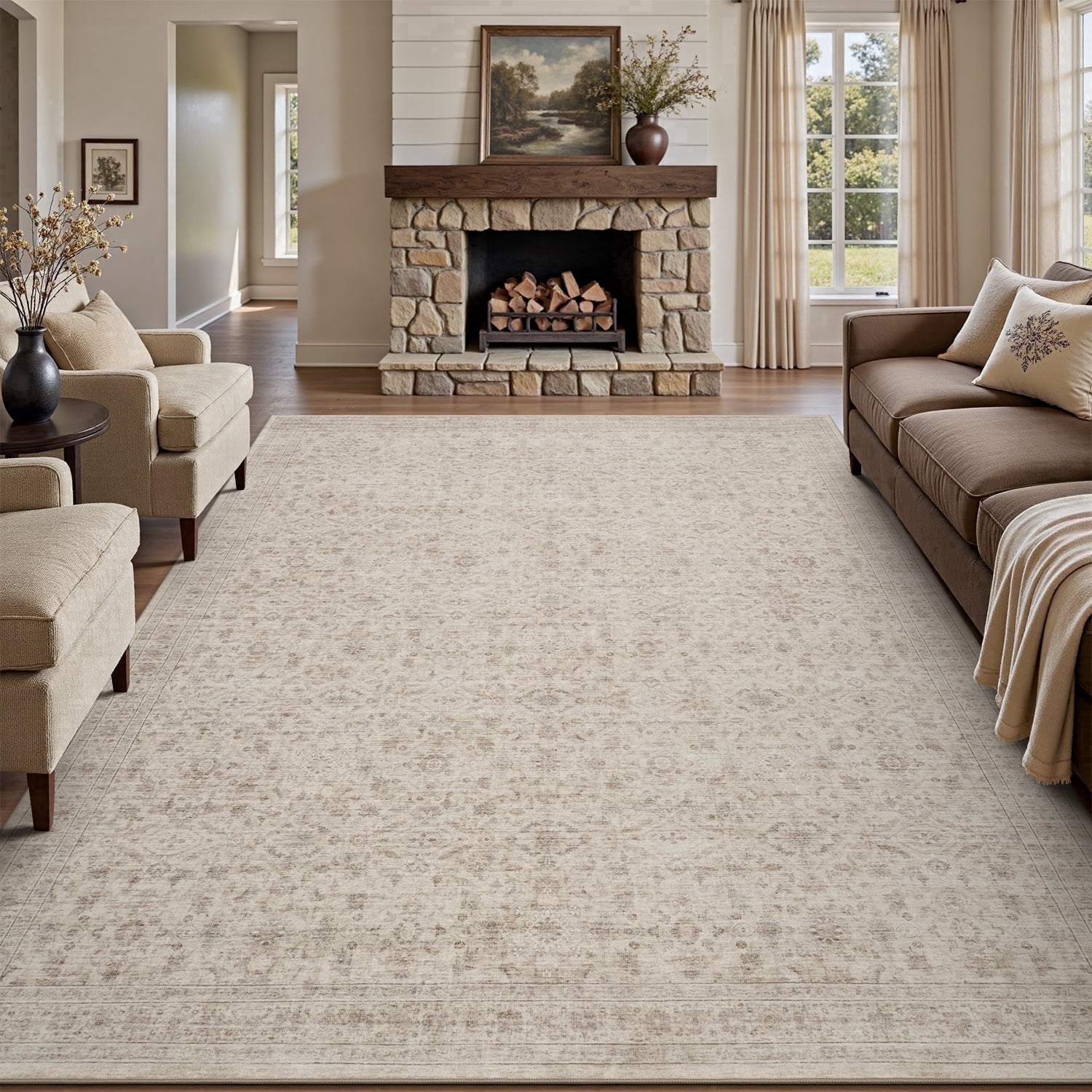SIXHOME 8'x10' Vintage Distressed Area Rug Soft Washable Non-Slip