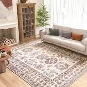 SIXHOME 8x10 Area Rugs for Living Room Washable Rugs Vintage Floral Living Room Rugs Soft Indoor Carpet Rugs for Bedroom Dinning Room Office Retro Home Decor Beige