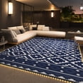 thumbnail image 1 of SIXHOME Outdoor Rug with LED Strip Light 8'x10' Waterproof Reversible Patio Rug Modern Lightweight Plastic Straw Indoor Outdoor Rug for RV Camping Deck Balcony Porch Boho Patio Decor Blue, 1 of 7