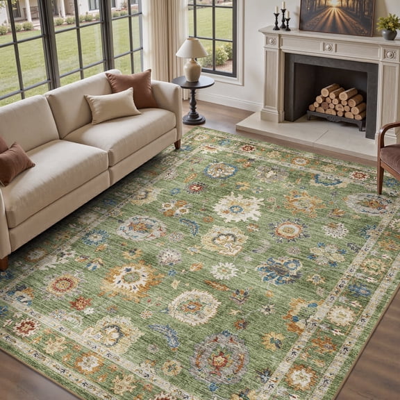 SIXHOME 8'x10' Area Rugs for Living Room Modern Area Rugs Machine Washable Rugs Green