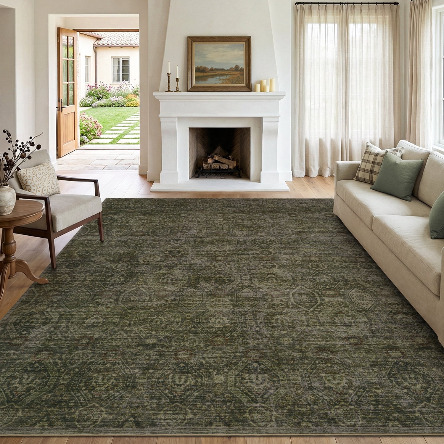 SIXHOME 8'x10' Area Rugs for Living Room Modern Area Rugs Machine Washable Rugs Green