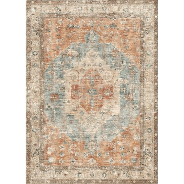 SIXHOME 8'x10' Area Rugs for Living Room Moroccan Farmhouse Rug Vintage Soft Washable Rug Anti-Slip Backing Rugs for Bedroom Dining Room Office Brown