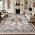 thumbnail image 1 of SIXHOME 8'x10' Eastern Classic Area Rug Washable Distressed Carpet Vintage Medallion Rugs for Living Room Bedroom Kitchen Dining Room Retro Neutral Home Decor Blue, 1 of 6