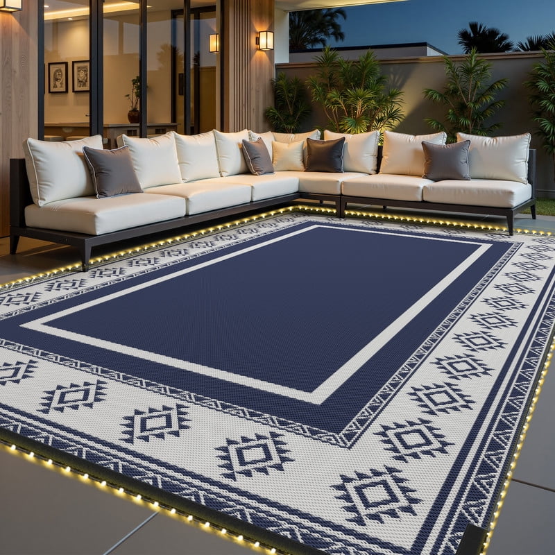 SIXHOME 8'x10' Feet Waterproof Outdoor Rug with LED Strip Lights ...