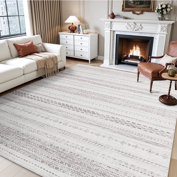 SIXHOME 8'x10' Area Rugs for Living Room Washable Rugs Boho Area Rug Neutral Geometric Moroccan Carpet Soft Distressed Indoor Rugs for Bedroom Dining Room Office Bohemian Home Decor Gray