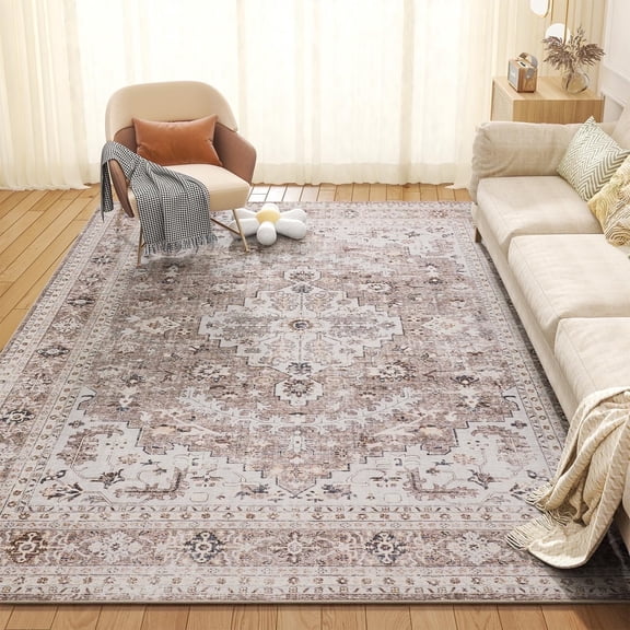 SIXHOME 9'x12' Area Rugs for Living Room Marble Swirl Abstract Rug Ultra Soft Washable Rugs for Bedroom Anti Slip Durable Carpet Home Decor for Dining Room Brown