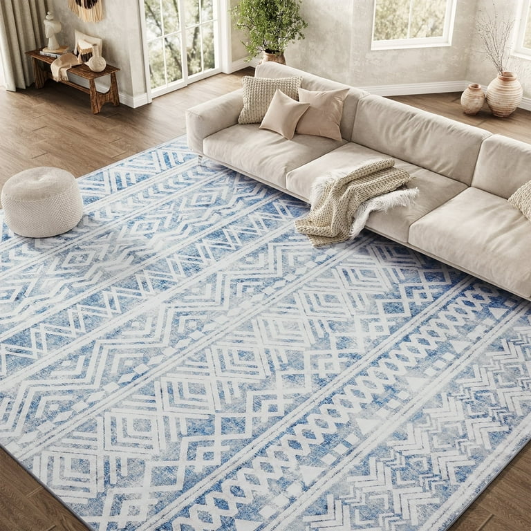 Geometric Rugs for Living Room Blues: Transform Your Space Today