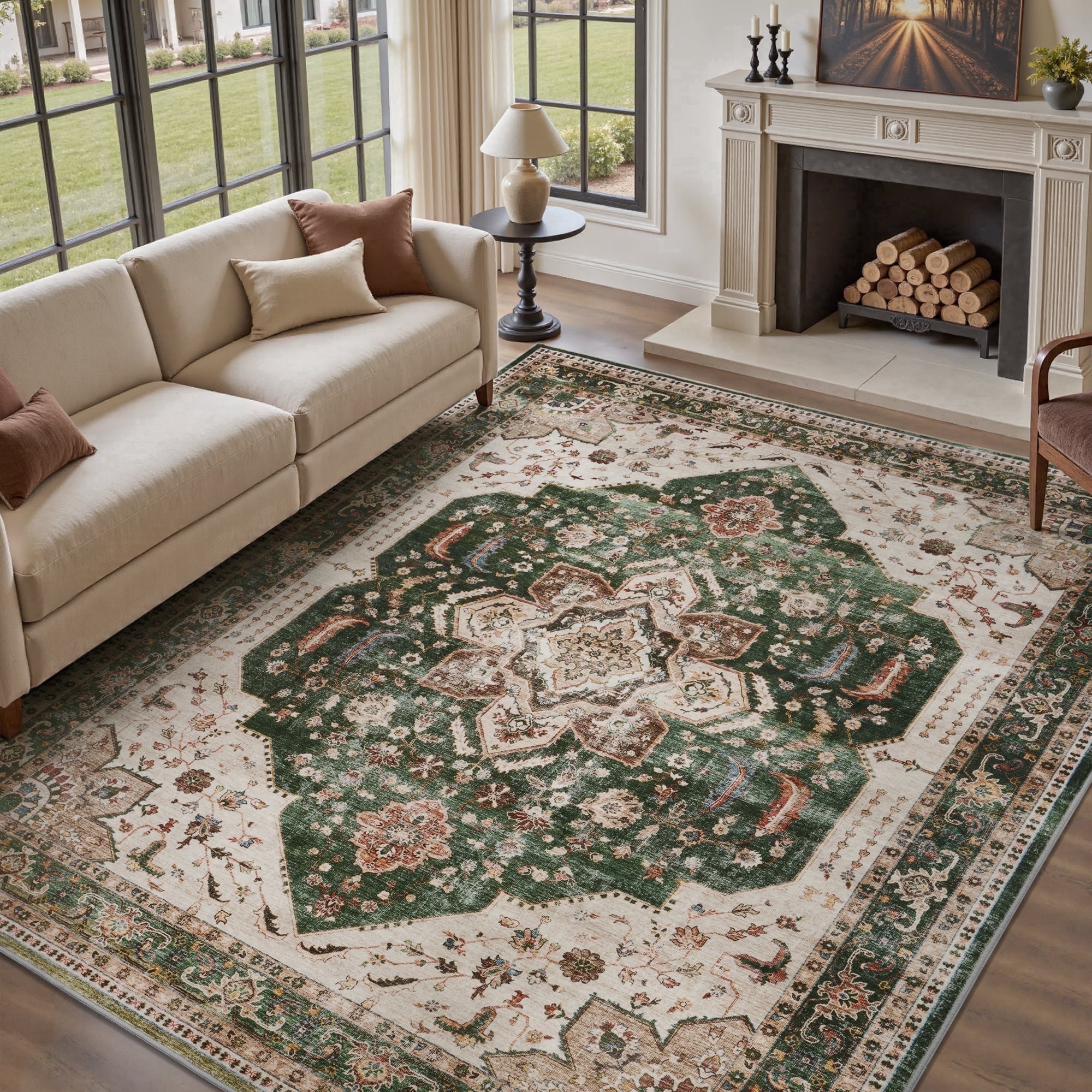 Eastern Rug Designs SIXHOME 9'x12' Vintage Distressed Eastern Classic Area Rug Washable ...