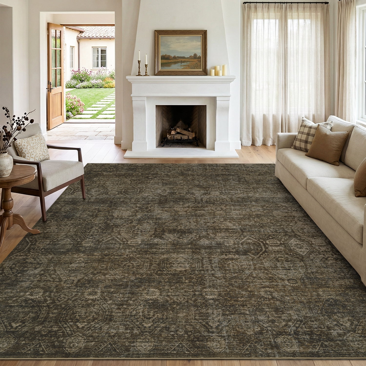 SIXHOME 9'x12' Area Rugs for Living Room Modern Area Rugs Machine Washable Rugs Brown