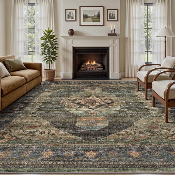 SIXHOME 9'x12' Area Rugs for Living Room Washable Rugs Carpet Soft Large Rugs for Bedroom Dining Room Office Home Decor Sage