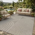thumbnail image 1 of SIXHOME 9'x12' Outdoor Patio Rug, Geometric Indoor Outdoor Area Rug with Arch Stripe Pattern for Deck, Porch, Backyard, RV, Garden, Gray, 1 of 8