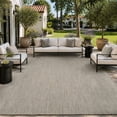 thumbnail image 1 of SIXHOME 9'x12' Outdoor Patio Rug, Modern Indoor Outdoor Area Rug with Textured Linear Pattern for Deck, Porch, Backyard, RV, Garden, Gray, 1 of 8