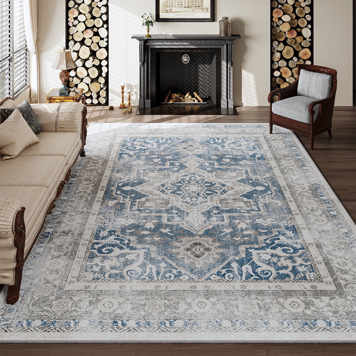 SIXHOME Area Rug 5x7 Vintage Carpet Machine Washable Rugs for Living Room Bedroom Indoor Floor