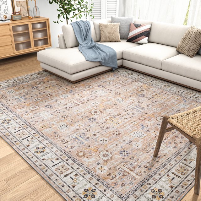 SIXHOME Area Rugs for Living Room 5'x7' Washable Bedroom Rugs Soft Distressed Boho Floral
