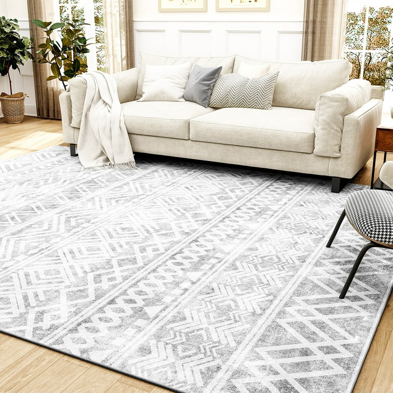 SIXHOME Area Rugs for Living Room 8'x10' Washable Rugs Boho Large Area Rug  Modern Geometric Neutral Carpet and Area Rugs for Home Decor Foldable