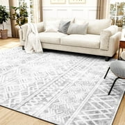 SIXHOME Area Rugs for Living Room 8'x10' Washable Rugs Boho Large Area Rug Modern Geometric Neutral Carpet and Area Rugs for Home Decor Foldable Nonslip Bedroom Rugs Gray