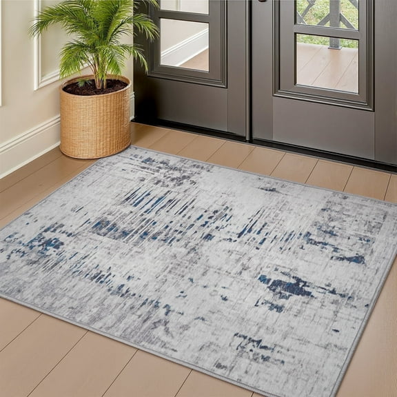 SIXHOME 2'x3' Small Area Rugs Door Mat Entryway Rugs Modern Abstract Machine Washable Rugs Soft Neutral Carpet Rugs for Bedroom Kitchen Entrance Aesthetic Home Decor Non Slip Rug Navy Blue