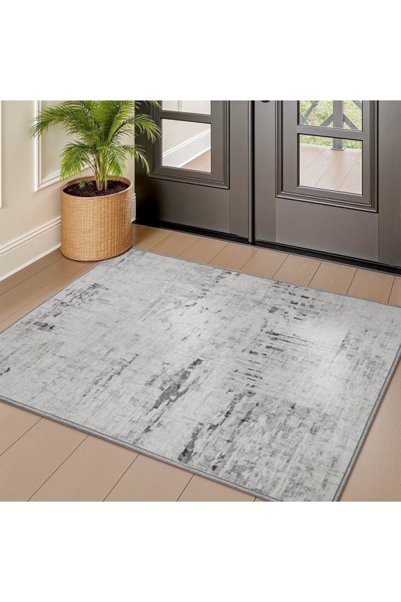 2'x3' Small Area Rugs Door Mat Entryway Rugs Modern Abstract Machine Washable Rugs Soft Neutral Carpet Rugs for Bedroom Kitchen Entrance Aesthetic Home Decor Non Slip Rug Gray
