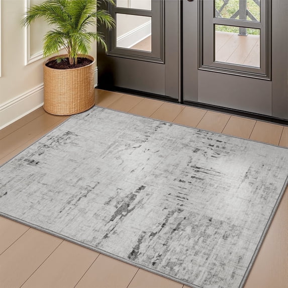 SIXHOME 2'x3' Small Area Rugs Door Mat Entryway Rugs Modern Abstract Machine Washable Rugs Soft Neutral Carpet Rugs for Bedroom Kitchen Entrance Aesthetic Home Decor Non Slip Rug Gray