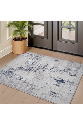 2'x3' Small Area Rugs Door Mat Entryway Rugs Modern Abstract Machine Washable Rugs Soft Neutral Carpet Rugs for Bedroom Kitchen Entrance Aesthetic Home Decor Non Slip Rug Navy Blue