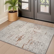 SIXHOME 2x3 Door Mat Entryway Rugs Modern Abstract Area Rugs Machine Washable Rugs Soft Neutral Carpet Rugs for Bedroom Kitchen Entrance Aesthetic Home Decor Non Slip Rug Brown