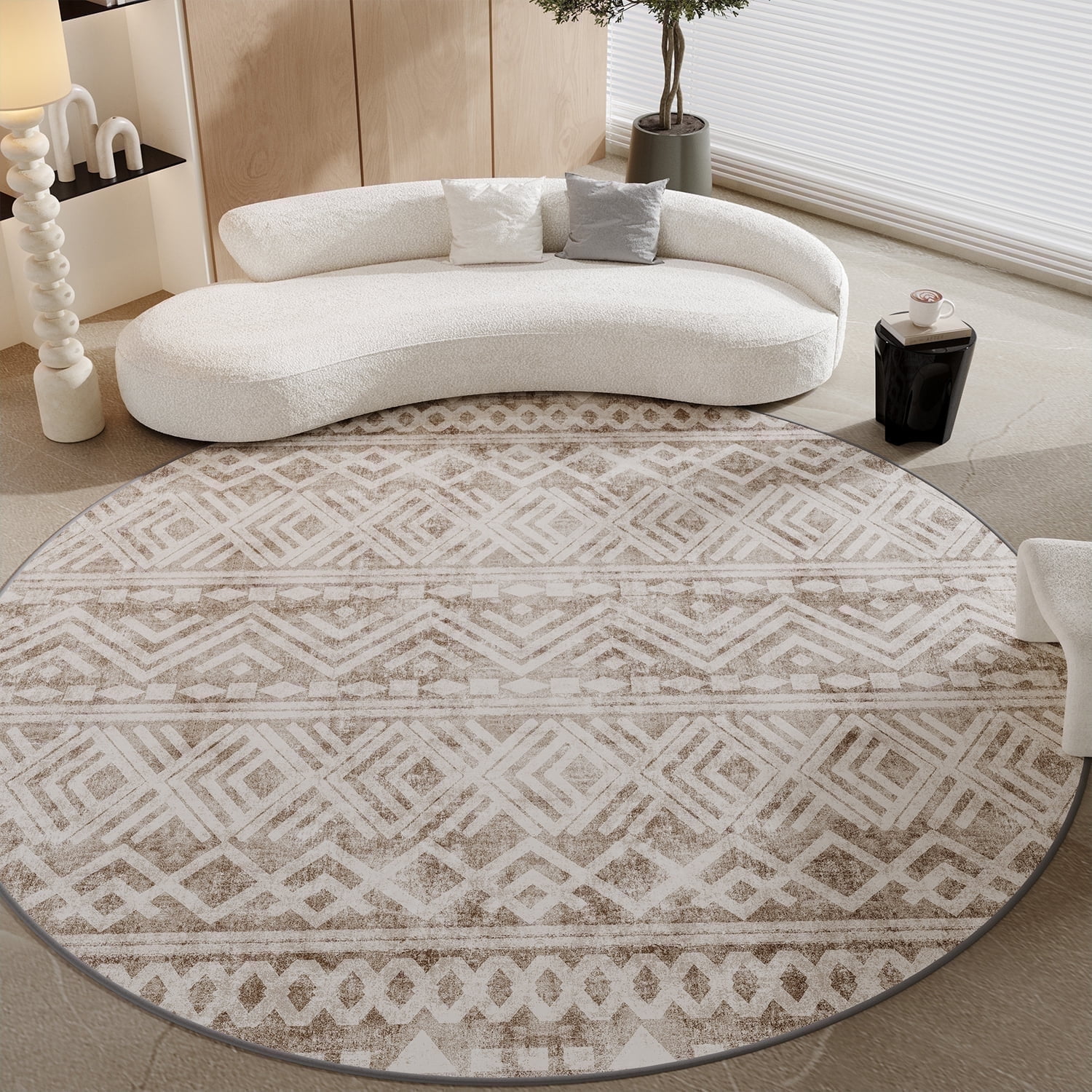 SIXHOME Boho Round Rugs for Living Room Washable Rugs 8Ft Circle Soft ...