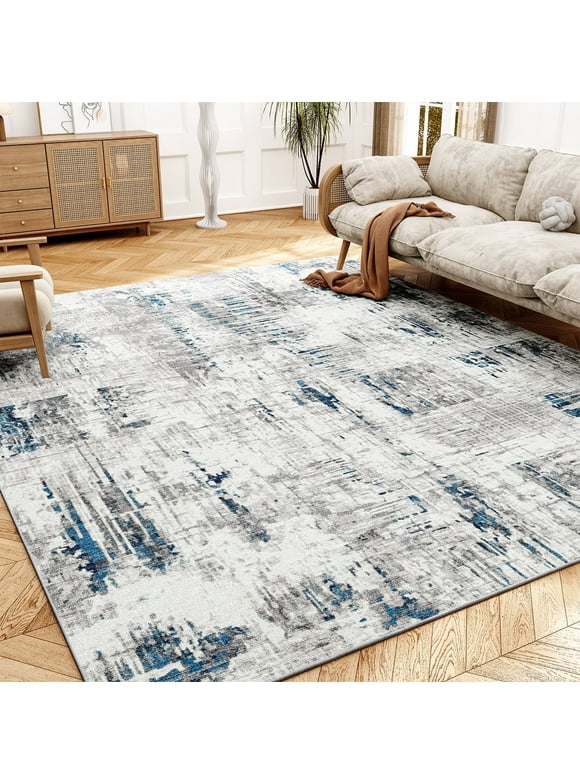 SIXHOME Area Rugs for Living Room 8'x10' Modern Abstract Area Rugs Machine Washable Rugs Distressed Rugs Bedroom Dining Room Kitchen Carpet Navy Blue