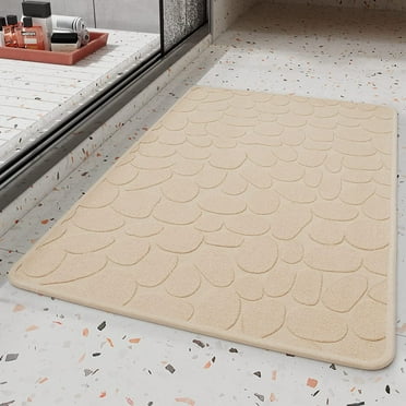SIXHOME Bath Mat Rug Super Absorbent Bath Mats for Bathroom 24"x35" Non Slip Beige Bath Rug with Rubber Backing Washable Thin Bathroom Rugs Fit Under Door